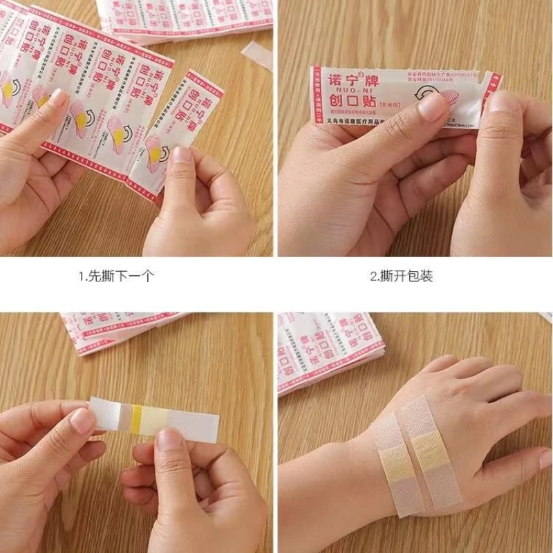 

50pcs Emergency First Aid Bandage Heel Cushion Adhesive Plaster Waterproof Band Aid Medical Wound Hemostasis Patch Sticker
