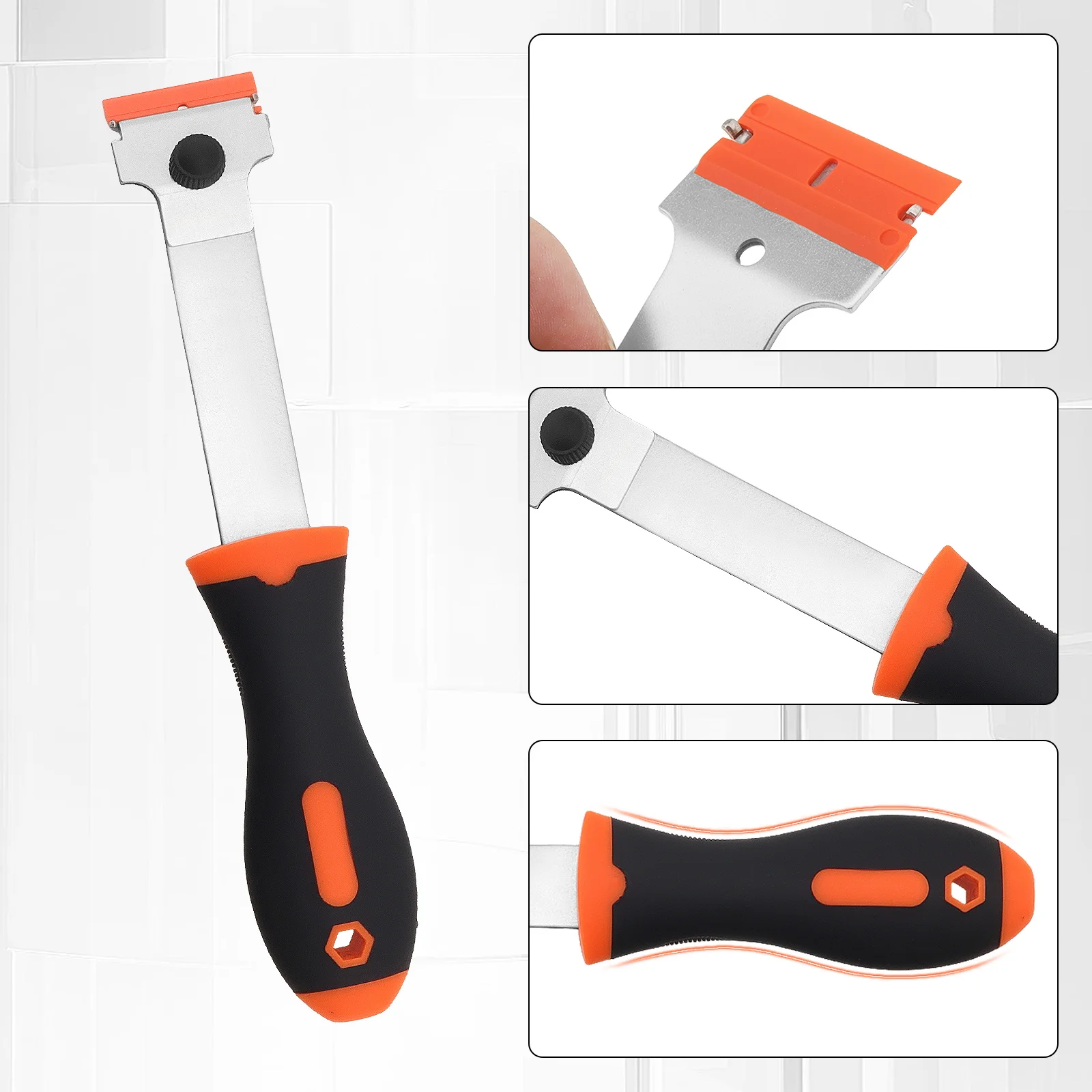 Multifunctionele ijskrabber Sneeuwborstel Lange steel Mestype Schraper Geschikt voor auto Voorruit Sticker Schop met 10 plastic messen