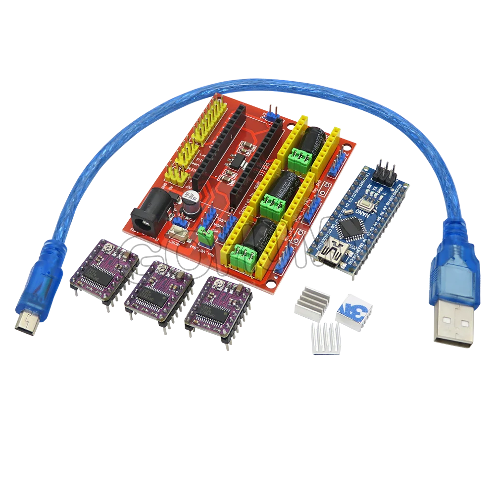 CNC Shield DRV8825 V3 V4 Engraving Machine 3D Printer/ A4988 Driver Expansion Board For Arduino + NANO 3.0 UNO R3 With USB Cable