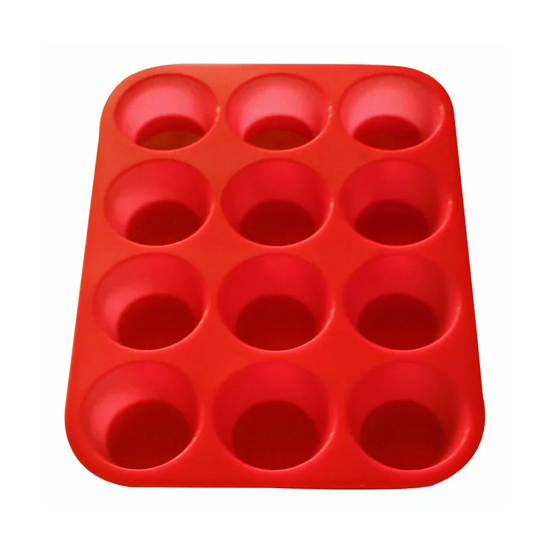 Silicone Non Stick Muffin Tin Tray Baking Pudding Mould Bun Cake mold food grade silicone- 12 Cup