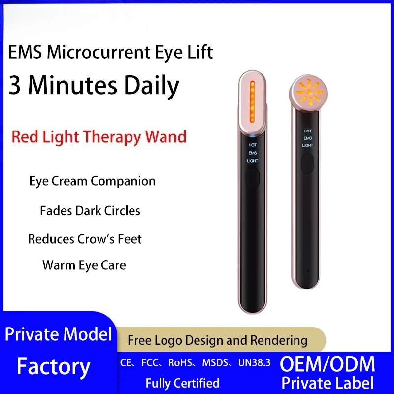 Handheld Portable Infrared Skin Care Wand Red Light Therapy Stainless Steel Radio Frequency Waterproof Wireless Face Eye Massage