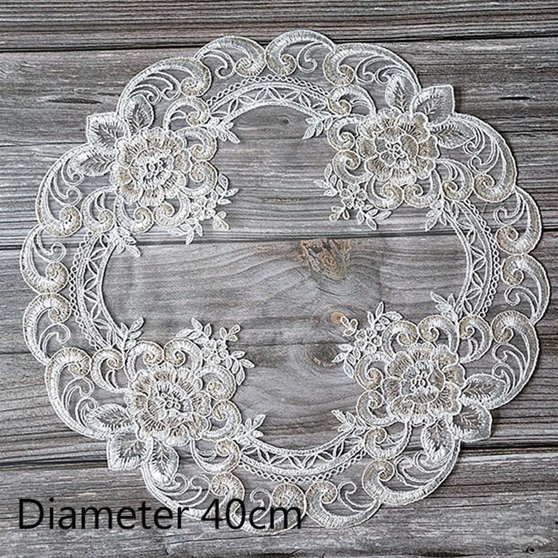 NEW Embroidery table place mat Christmas Flower rose Cloth mesh dining placemat coaster kitchen Table decoration and accessories