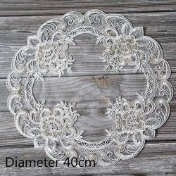 NEW Embroidery table place mat Christmas Flower rose Cloth mesh dining placemat coaster kitchen Table decoration and accessories