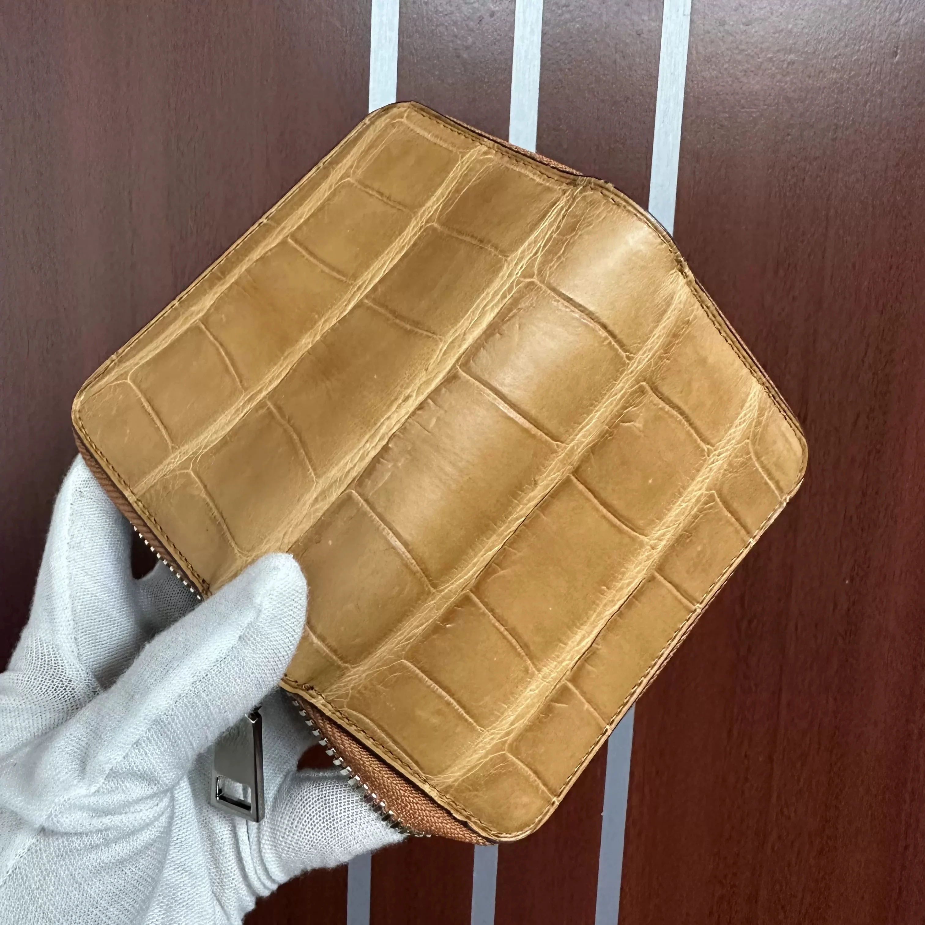 2022 Colorful Multi Function Belly Crocodile Skin Card Bag Durable Vertical Zipper Bag Fashion Genuine Leather Zero Wallet 45