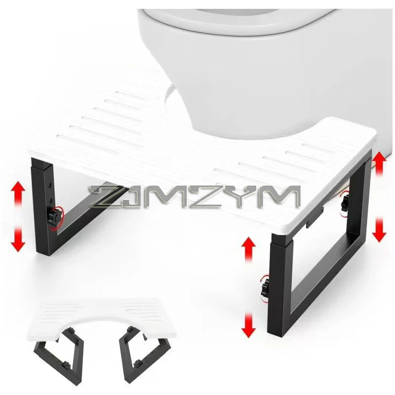 Foldable Bamboo Toilet Stool Non Slide Poop Seat Squat Bench Adjustable Height Squat Stool for Bathroom