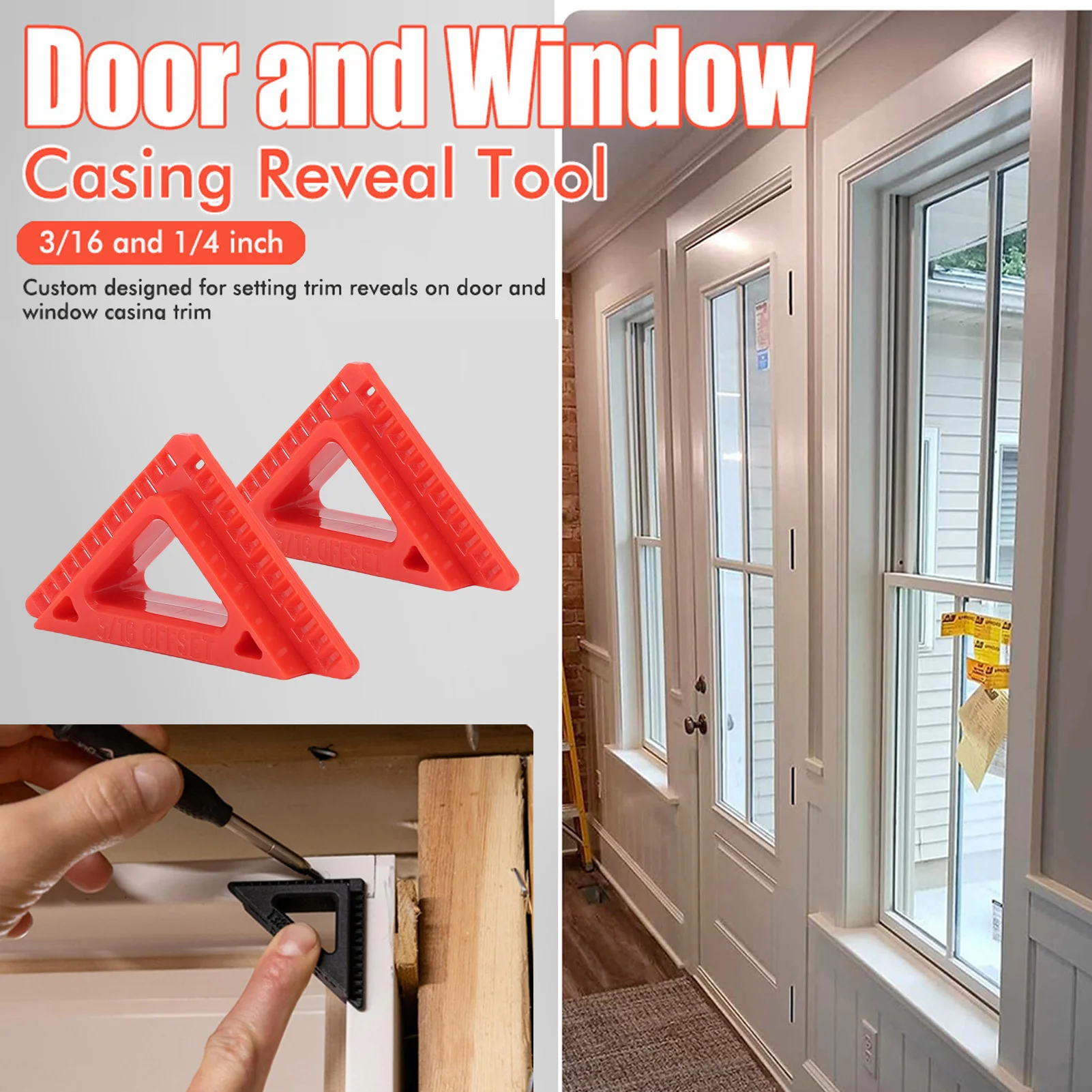

2PCS Door And Window Casing Reveal Tools 3/16 1/4 Inch Plastic Trim Reveal Marking Tool For Woodworking