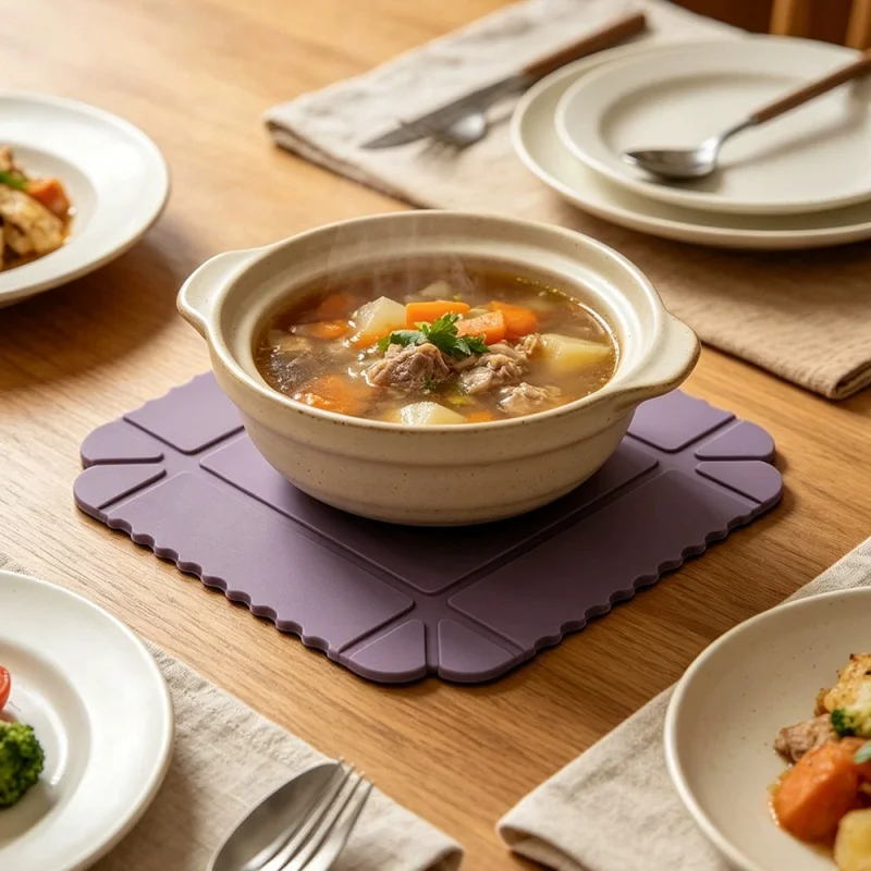 Silicone insulation mat foldable dining table mat, hot dish plate mat, clay pot, soup pot, heat-resistant home snack storage box