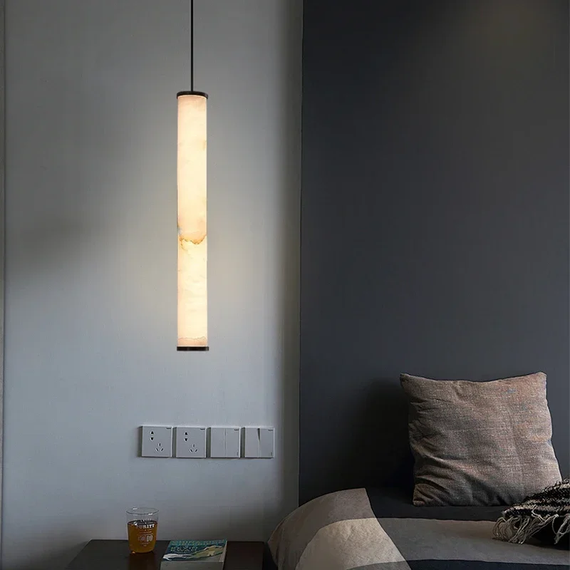 

2025 Copper Natural Marble Hanging Chandelier Light Fixture Small LED Pendant Lamp For Bedroom Dining Room Home Decor