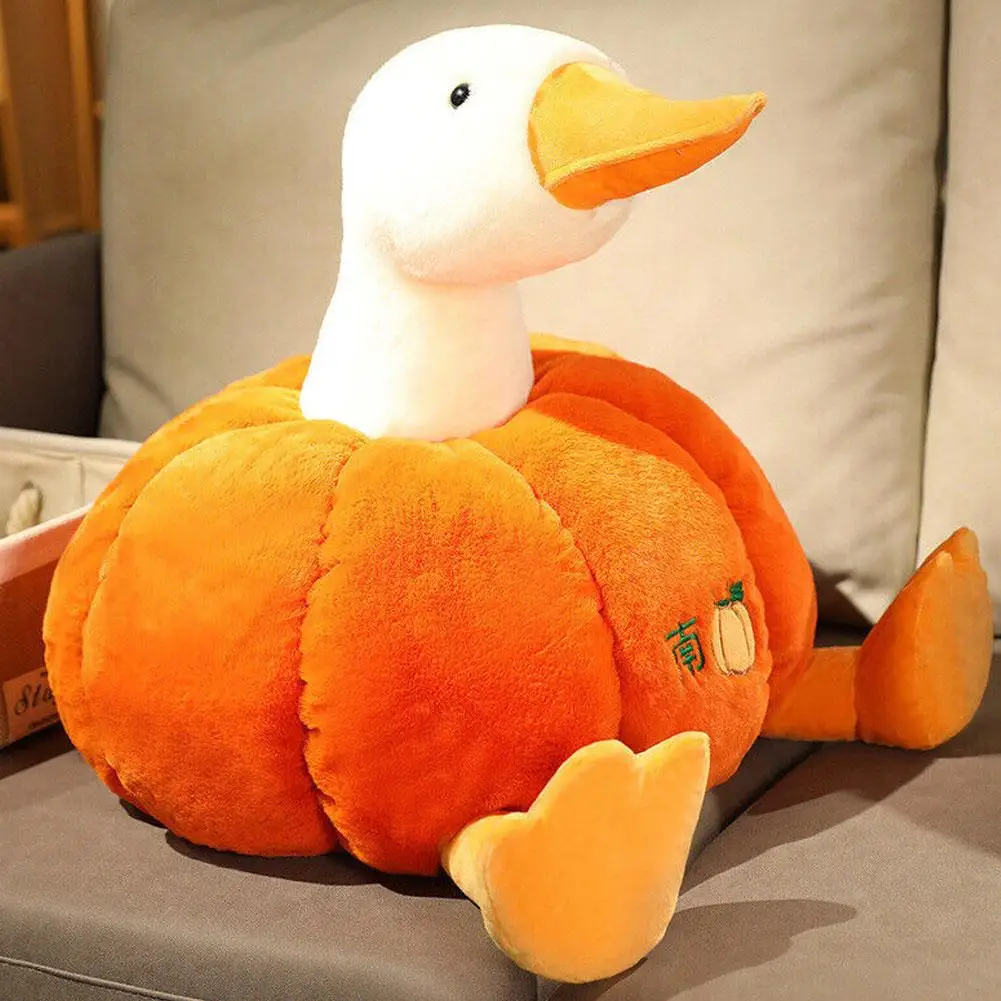 Bantal labu bebek lucu, mainan boneka hewan labu, bantal mewah, bantal angsa, kamar tidur, hadiah dekorasi untuk anak-anak