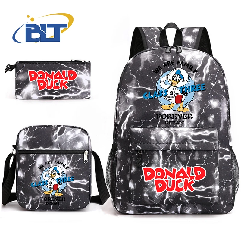 MINISO Donald Duck Printed Student Schoolbag Set Children's Pencil Bag Backpack Shoulder Bag 3-piece Set