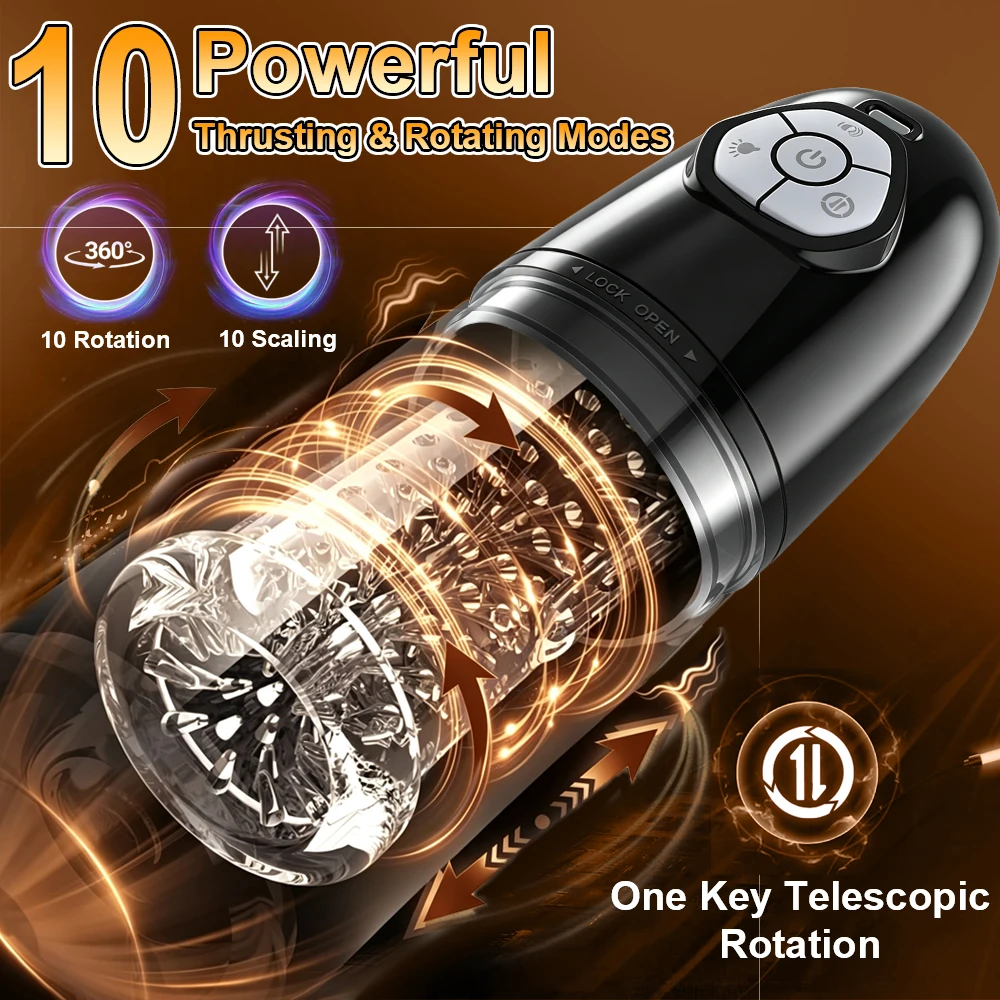 10-Speeds Telescopic Rotation Vibration Fully Waterproof Sex Toys for Men Masturbator Stroker Penis Pump Adult Toys For Male - view 3
