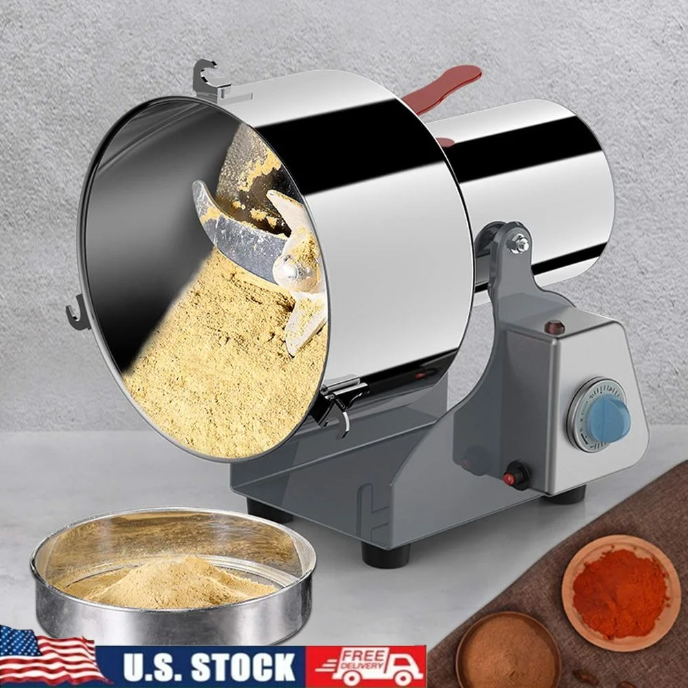 High Speed Electric Herbs Grain Spice Grinder Mill 1900W Stainless Steel Cereal Grinder 3200 RPM Adjustable Fineness & Heat