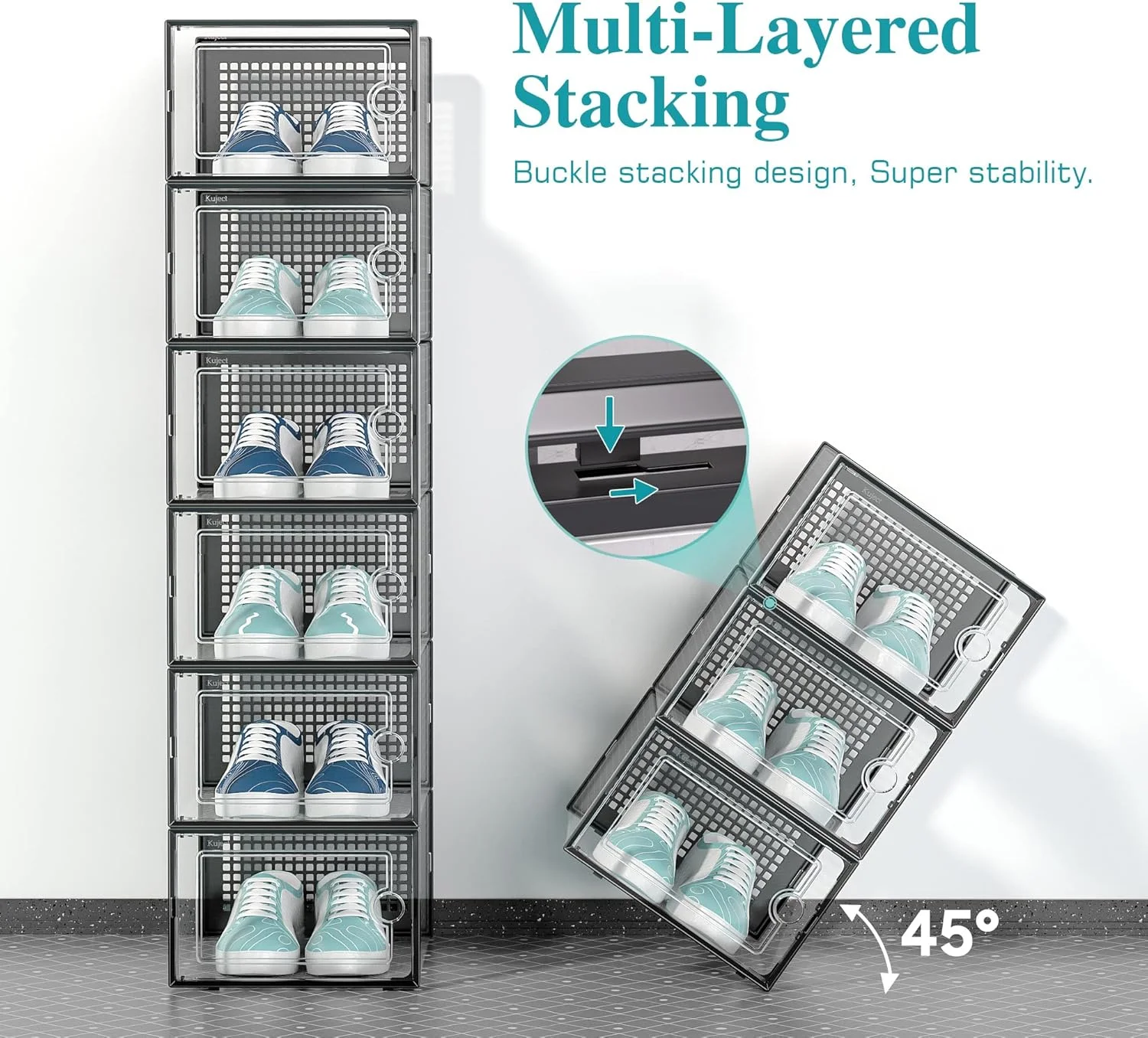 12 قطعة من صندوق الأحذية القابل للطي، منظم الأحذية، صندوق تخزين الأحذية، خزائن قابلة للتكديس، منظمو رف الأحذية لغرفة المعيشة