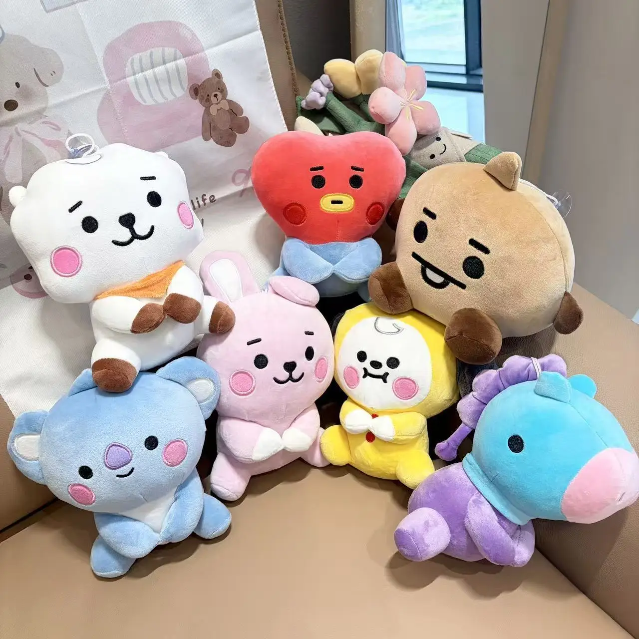 2027 New Cute BT21 Plush Keychain Charm - Adorable Tata, Koya, Cooky & Friends Backpack & Bag Pendant | Cute Desk Buddy & Gift