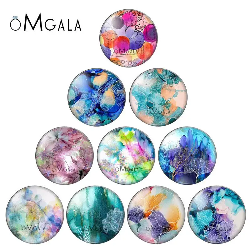 Beauty Colorful Flowers Art Painting  8mm/10mm/12mm/18mm/20mm/25mm Round photo glass cabochon demo flat back Making findings