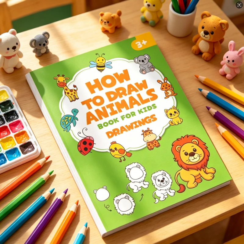 Kids Animal Drawing Book 32 Pages Learn To Draw 96 Cute Animals in 4 Easy Steps Coloring Painting Educational Activity Guide