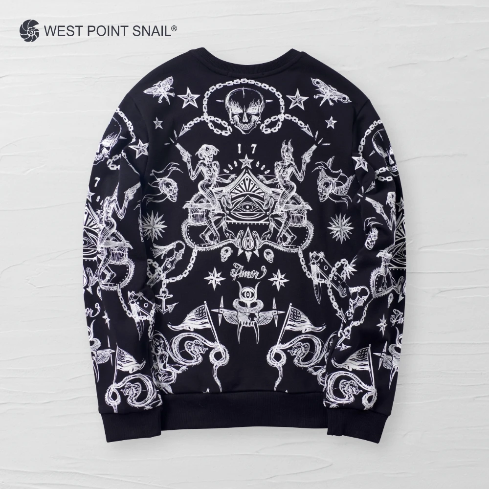 Men Women Sweatshirts Demon Skull Print Hoodies Spring Autumn Gothic Hip-hop Punk Long Sleeve Pullovers Streetwear Clothes