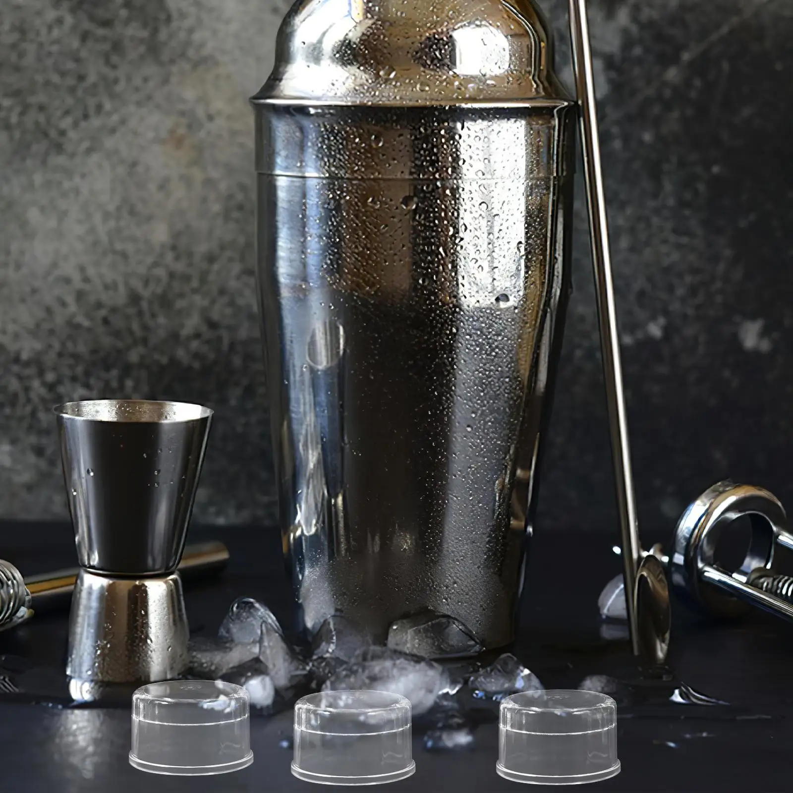 

10 Pcs Shaker Lid Universal Press Cup Caps Cocktail Tumbler Bottle Clear Plastic Lemon Shake Cover Drink Mixer Kitchen Bar