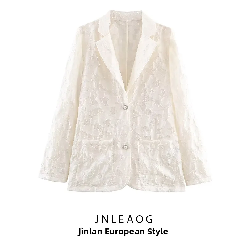 

Faionable Versatile JNLEAOG Women's Suit Jaet Commute Sle Embroidery Design Autumn New Arrival Busin Casual Long Sve