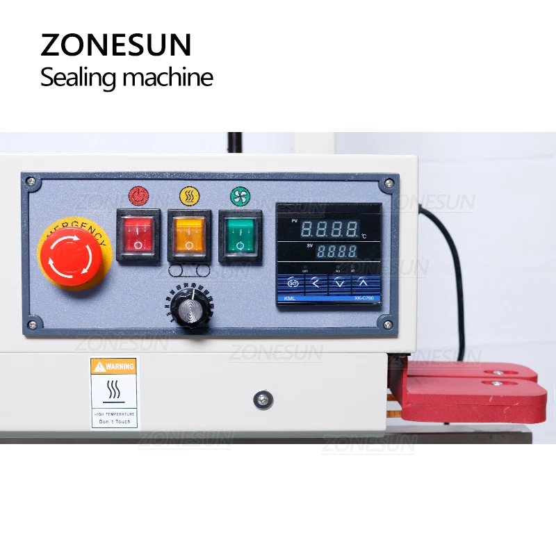 ZONESUN ZS-FR1100 Auto Vertical Continuous Band Sealer Heavy Duty 15kg Big Plastic Film Bag Heat Sealing Machine Date Coding