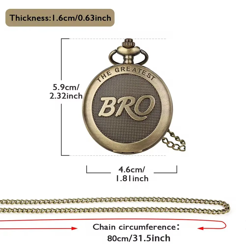 The Greatest Bro Men Steampunk Quartz Pocket Watch With Chain Gift for Birthday
