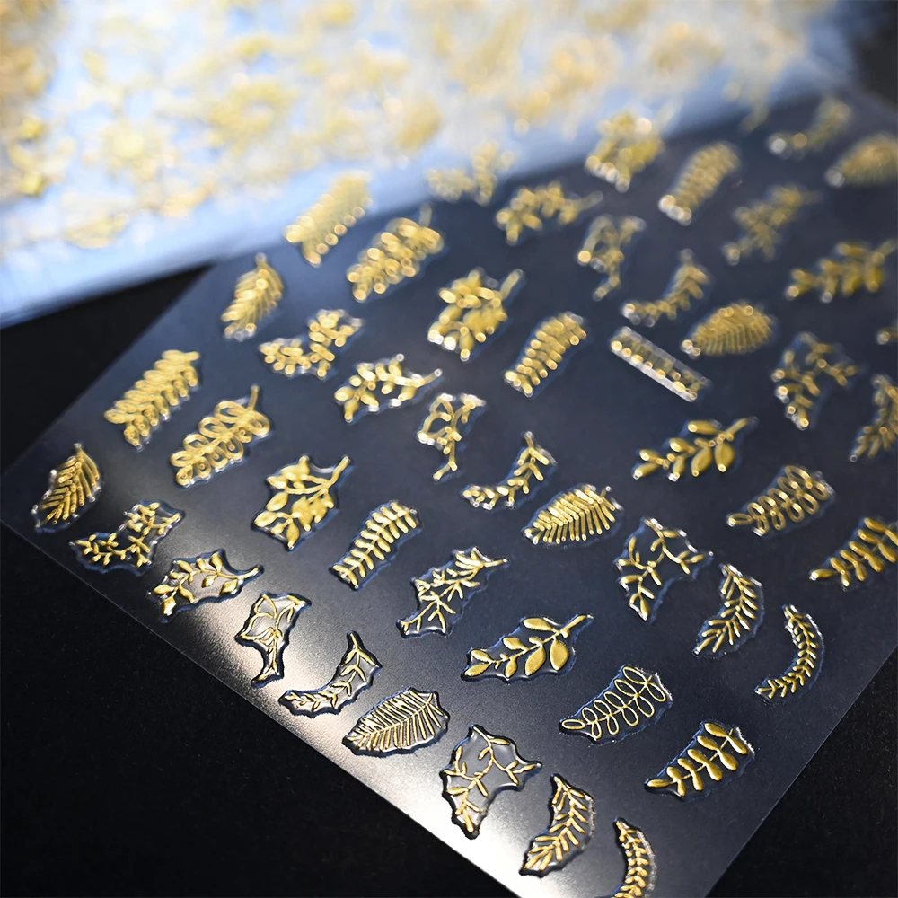 12Pcs/set 3D Bronzing Gold/Silver tar Moon Nail Art Sticker 8*10cm Star,Leaf,Moon,Flower Decal DIY Y2k Star Moon Adhesive Slider