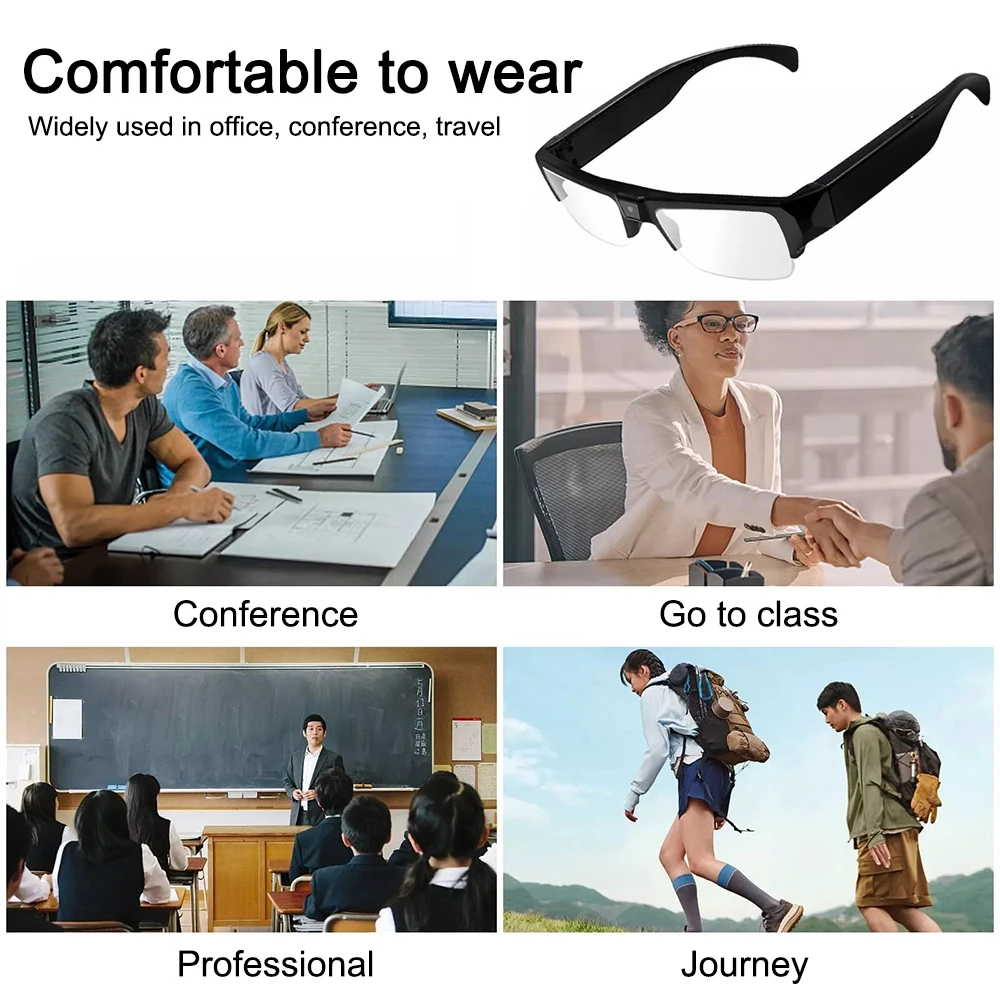 Lunettes Vidéo HD 1080p 30FPS - Enregistrement Full HD Lunettes Intelligentes Sans Fil Pour Sports Et Conduite