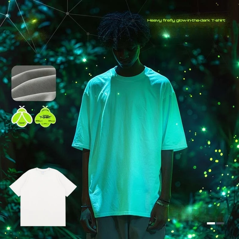 Novelty Men's Luminous Exercise T-Shirts Glow in Dark Firefly Night Light Casual Cotton Tops Fashion Breathable Streetwear Cloth