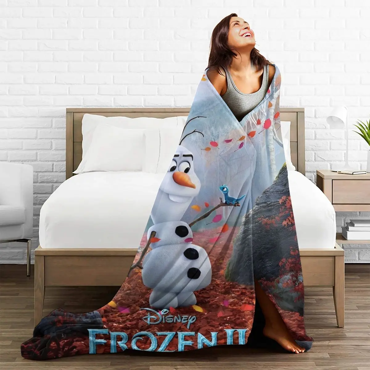 Frozen Elsa Princess Olaf Cute Blanket Flannel All Season Cartoon Multifunction Super Soft Throw Blankets Travel Quilt