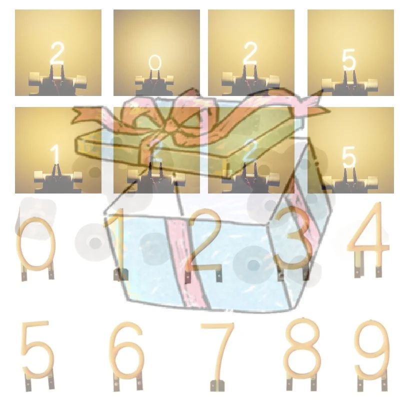 Number 0/1/2/3/4/5/6/7/8/9 LED Filament DC 3V COB Edison Yellow White DIY Candle LED Diodes Party Decoration Light Accessories