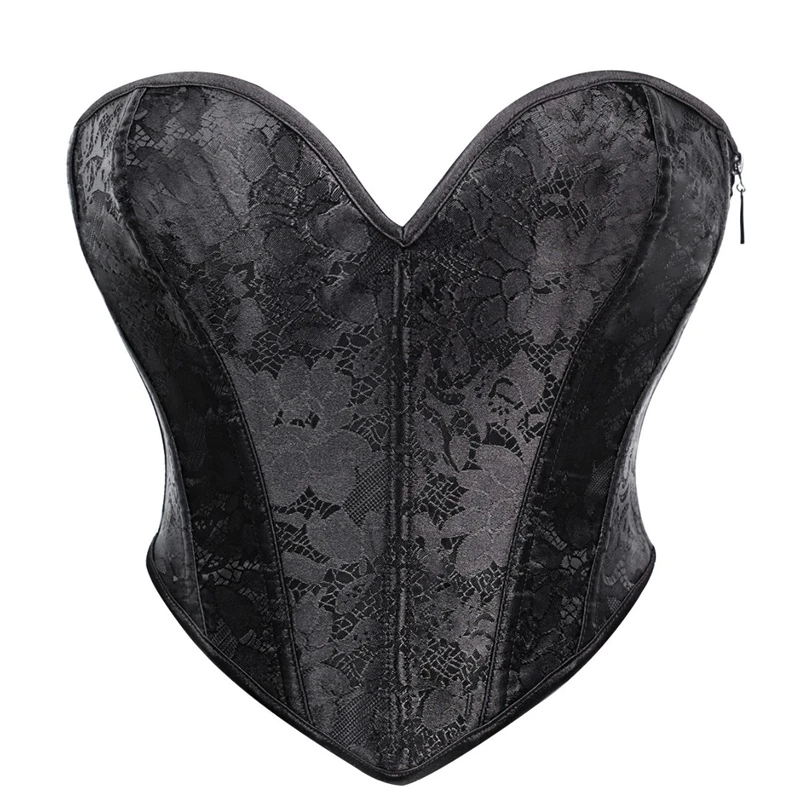 

Black Zipper Corset Bustier Top Women Sexy Vintage Waist Cincher Crop Top Shapewear Abdominal Belt Tight Binding