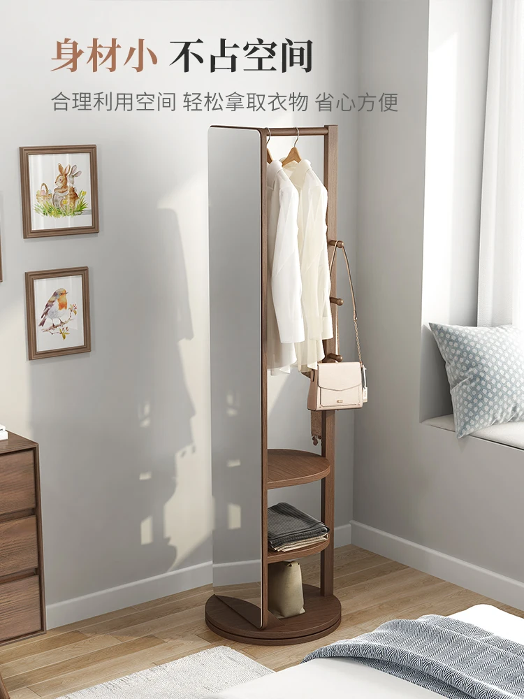 Full-length Bedroom full-length  Household fitting mirror Stereoscopic mirror Movable hanger with mirror