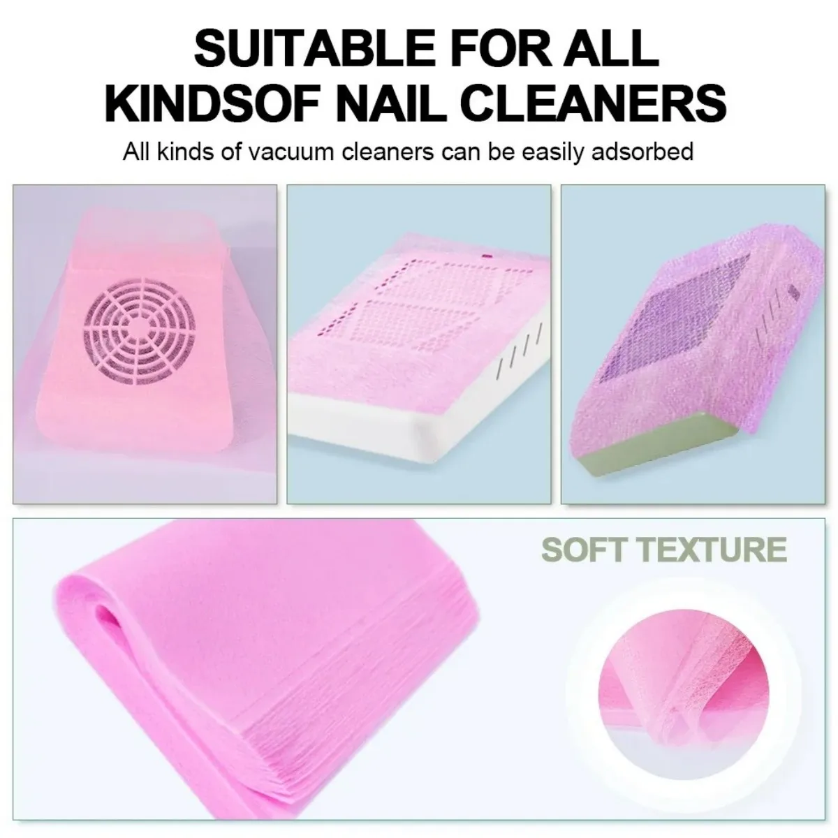 100Pcs/Bag Nail Art Vacuum Dust Collector Non-Woven Filter Cotton Paper Manicure Dust Filter Paper for Nails Vacuum Cleaner image 2