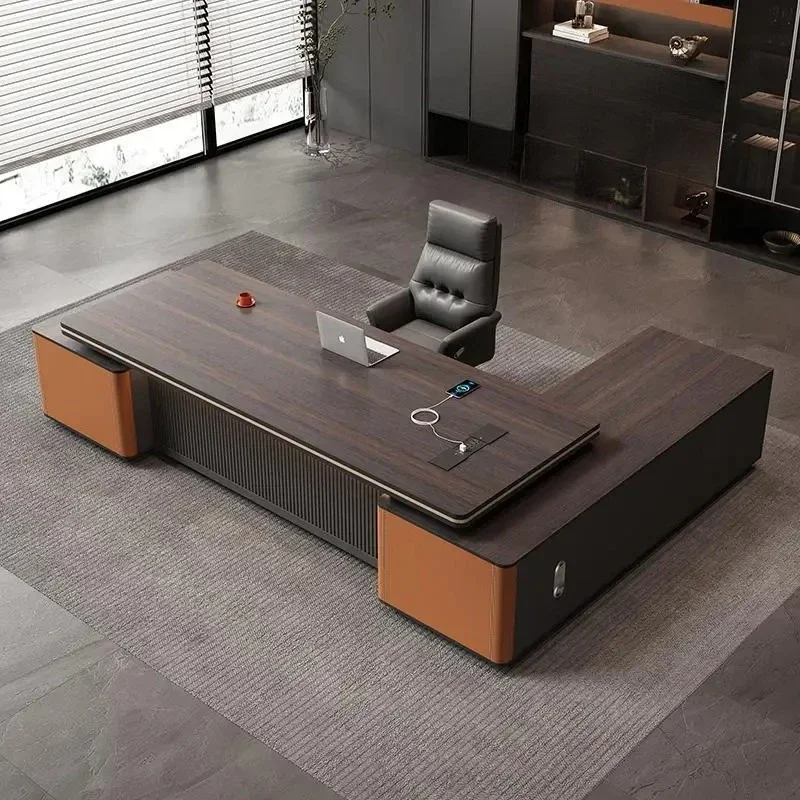 A Boss desk high-end light luxury President  large class desk single simple supervisor  double cabinet office desk