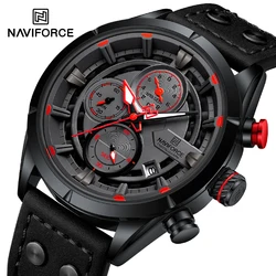 Casual Wild NAVIFORCE Men's Wristwatch Boyfriend Gift Sports Quartz Calendar Chronograph Male Waterproof Fashion Leather Watches