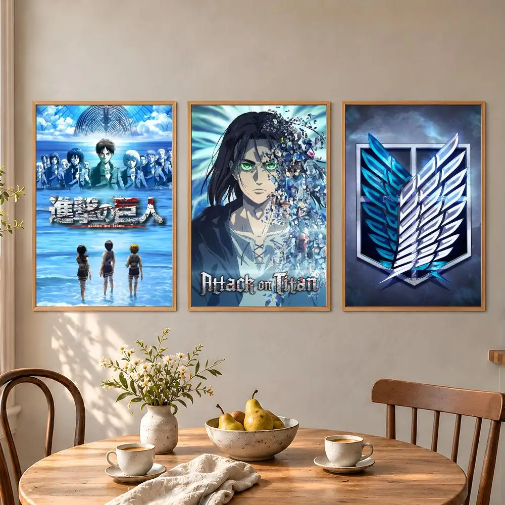 Anime Attack on Titan Eren Levi Scout Poster Aesthetic Wall Art Poster HD Waterproof PP Self Adhesive Bedroom Dorm Room Decor