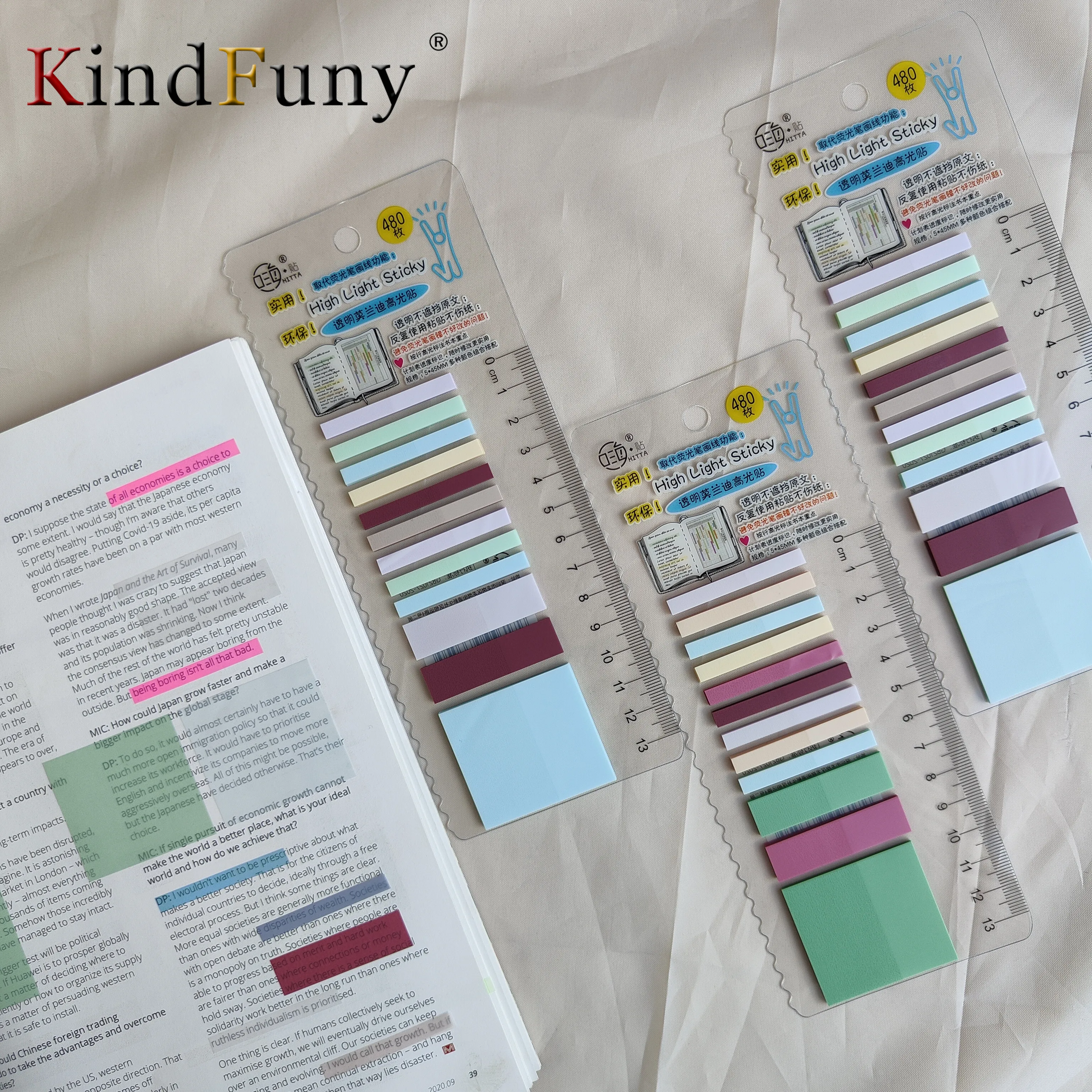 KindFuny-Bloc de notas adhesivas transparentes e impermeables, 480 hojas, para material escolar y de oficina