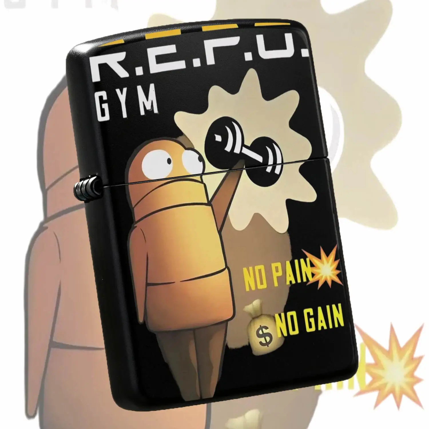 Funny R.E.P.O Gym Themed Cartoon Robot Lighter Portable Daily Carry Ignition Tool Creative Printed Design Multi-Scenario Available Nice Gift For Friends Suitable Forand Daily Use Practical Stylish Accessory A Humorous And Interesting Lighte