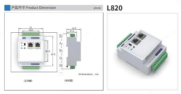 High Precision Multi-Channel Load Cell Signal Transmitter L820, Supports EtherCAT and Modbus Communication Protocols