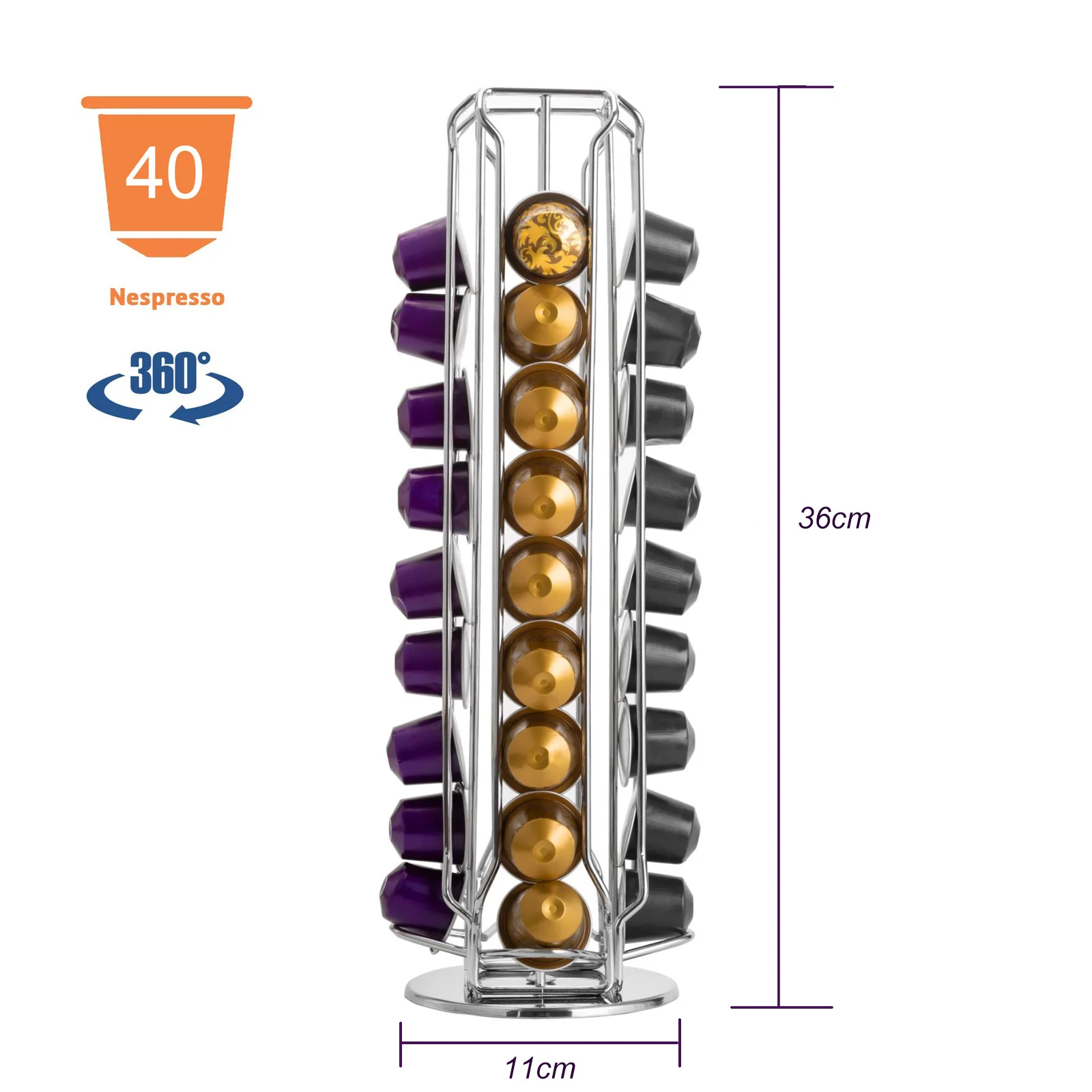 Coffee Pod Storage Rack Hold 40pcs Nespresso Capsules Metal Design Large Capacity Coffee Capsules Holder Home Office Cafe Use