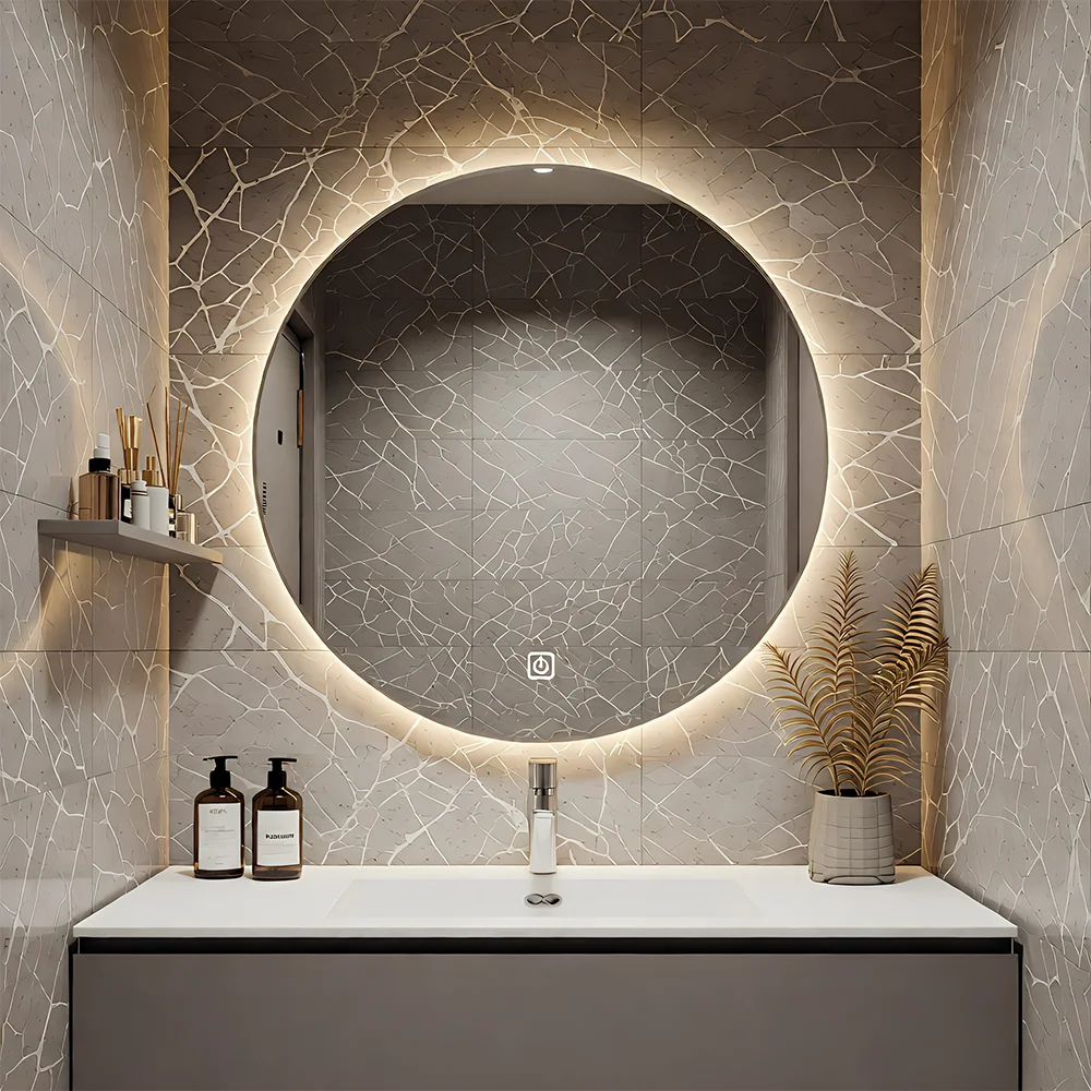 LED Round Smart Bathroom Mirror with Touch Switch