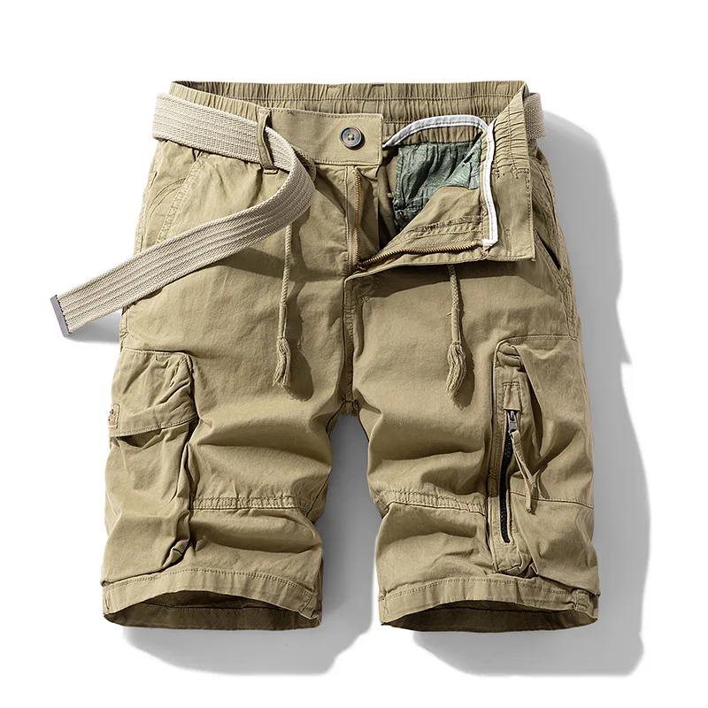 New Summer Men Cotton Multi-pocket Cargo Shorts Jogger Casual Shorts Pants Quality Male Straight Knee Length Tooling Shorts 40