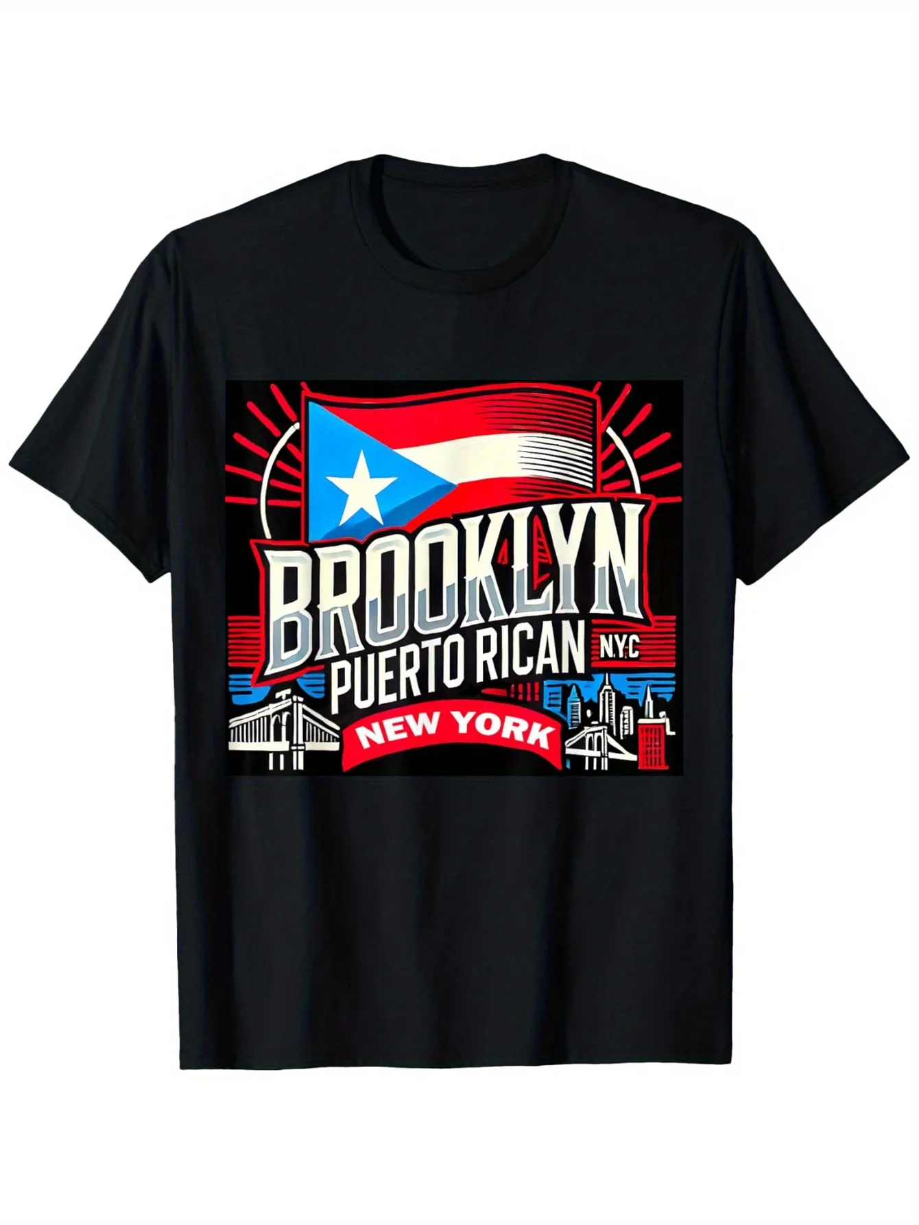 Puerto Rican Brooklyn New York Puerto Rico T-Shirt, Loose style new unisex short-sleeved T-shirt, casual and comfortable, 100% c
