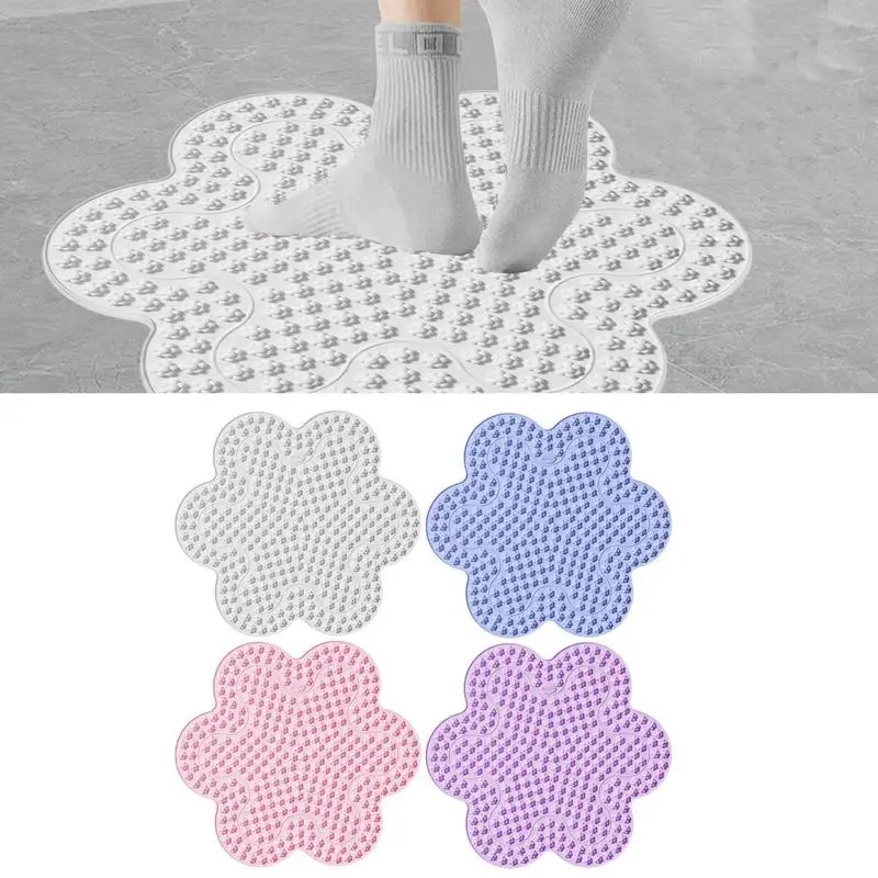 Foot Massage Mat Silicone Walk Massager Mat Soft Flower Shaped Double sided Mat Foldable Standing Pad for Foot Relaxation