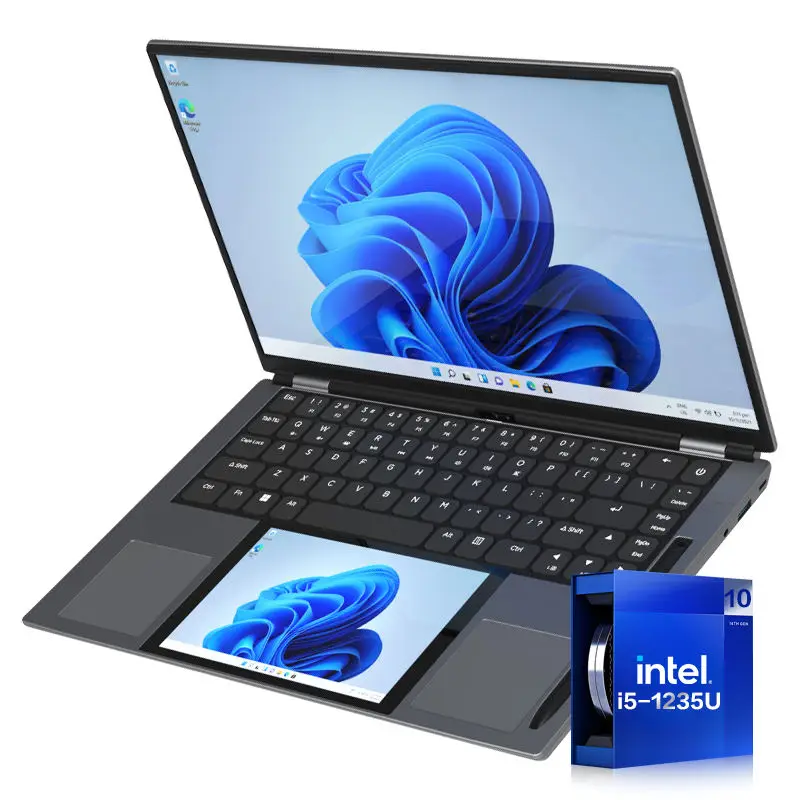 2026 Dual-Screen Laptop with 15.6-inch Main Display and 7-inch Secondary Touchscreen for Handwriting, Intel Core i5-1235U 16GB
