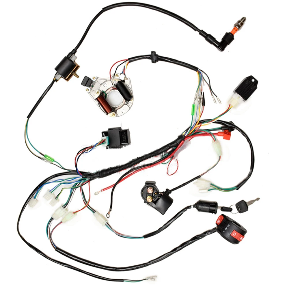 Quad Wiring Harness Suitable for 50cc-125cc Electric Start Magneto Flywheel Stator CDI Wire Harness Stator Assembly Wiring Kit