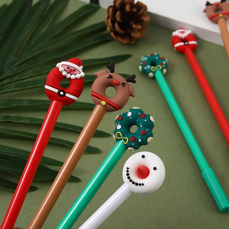 24Pcs creative cartoon soft glue Christmas styling neutral pen, cute personalized gifts for students