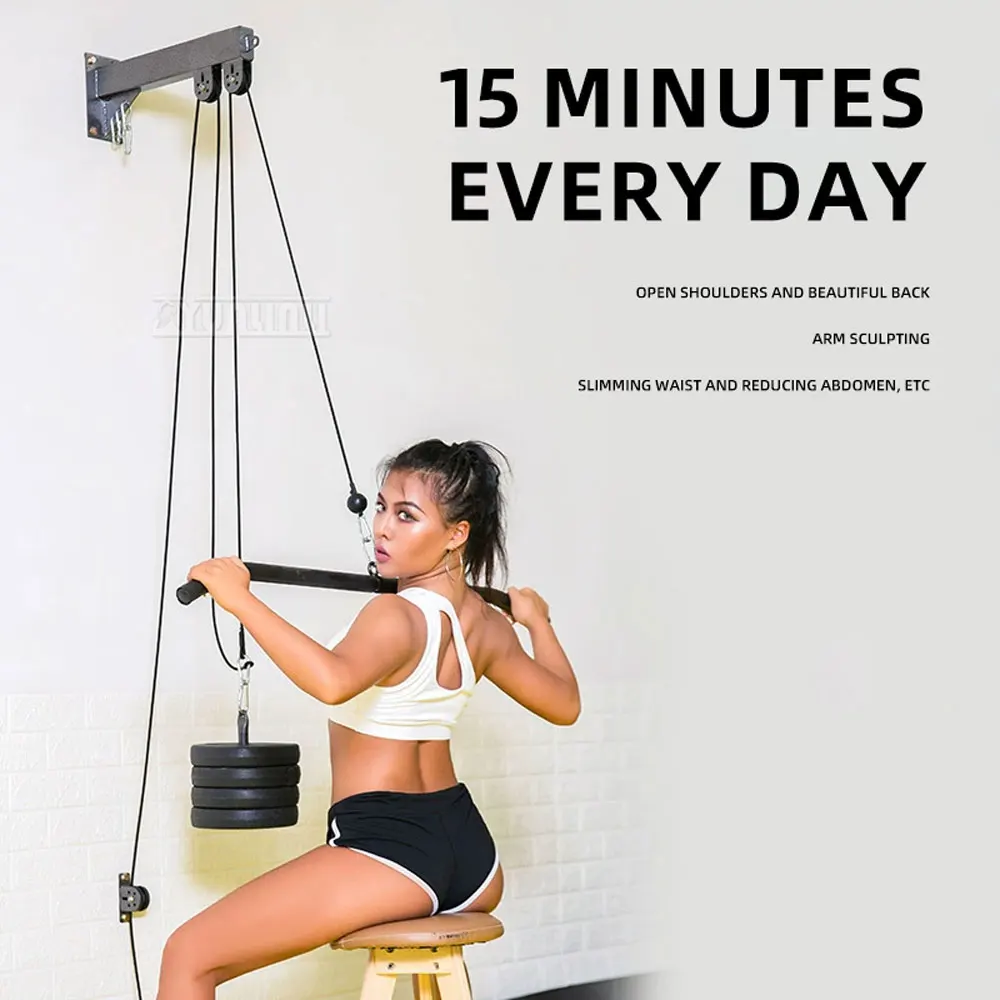 Wall Mounted Home Gym, DIY Comprehensive Fitness Training Device, Pull Down & Shoulder Press Station