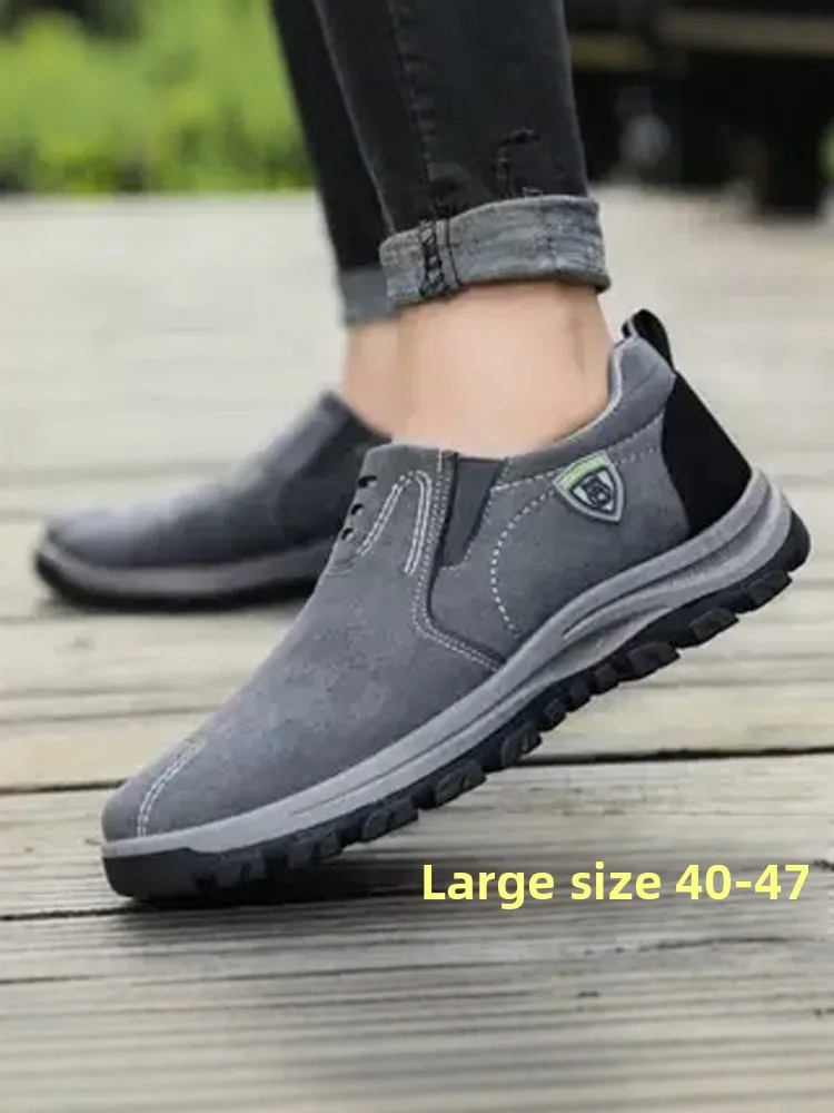 Men's Outdoor Casual Shoes Waterproof Wear-resistant Driving Work Boots Leather Splicing Style Casual Fashion Single Shoes