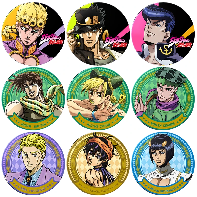 Anime JoJos Bizarre Adventure Stone Ocean Jolyne Cujoh Foo Fighters Figure 58mm Badge Round Brooch Pin Collection Jewelry Gifts